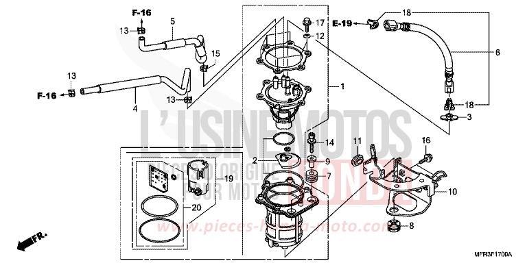 POMPE A CARBURANT de VT1300CX "FURY" GLINT WAVE BLUE METALLIC (B197) de 2010